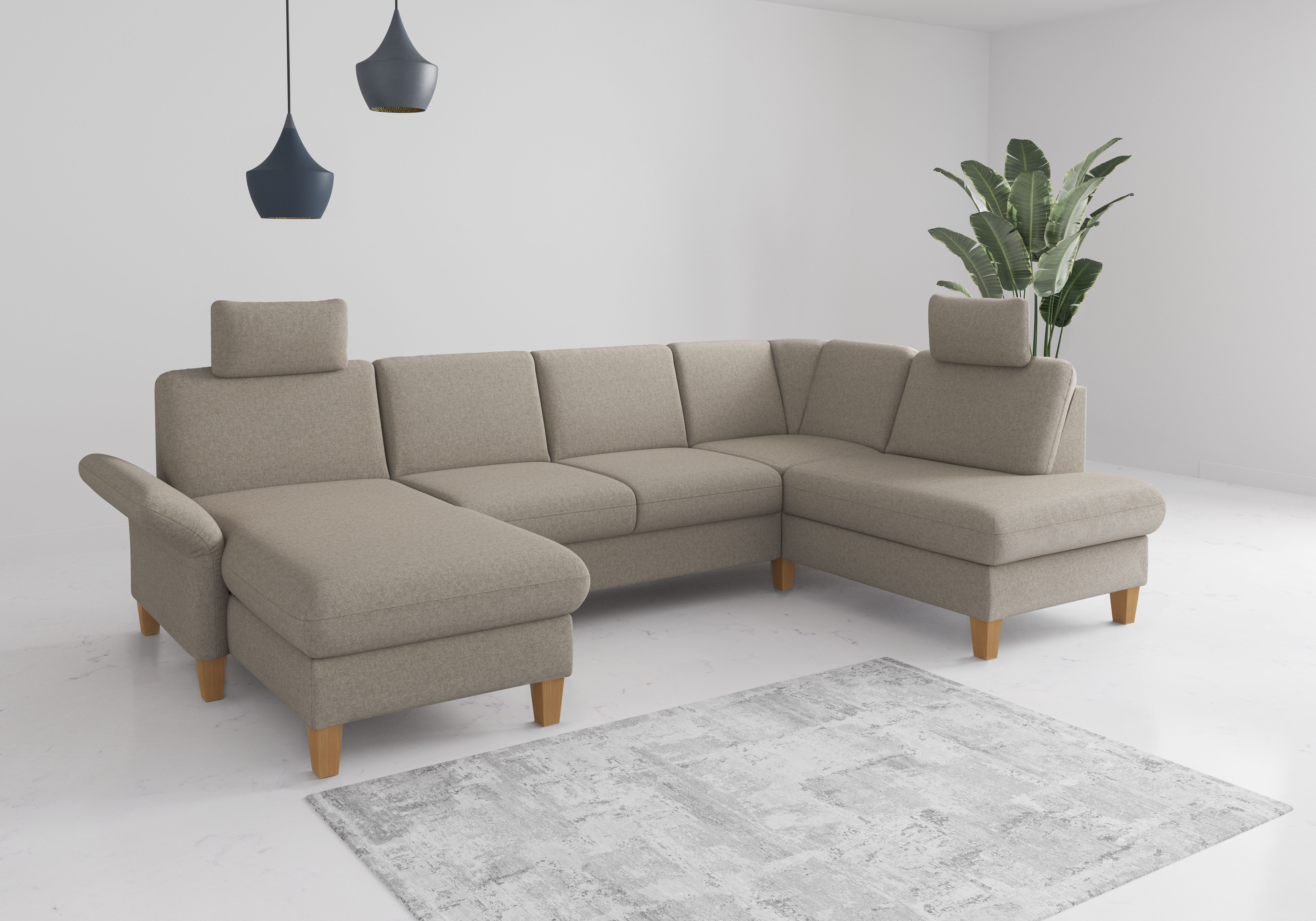 Home affaire Wohnlandschaft "Rochelle, U-Form", optional mit Armteilverstel günstig online kaufen