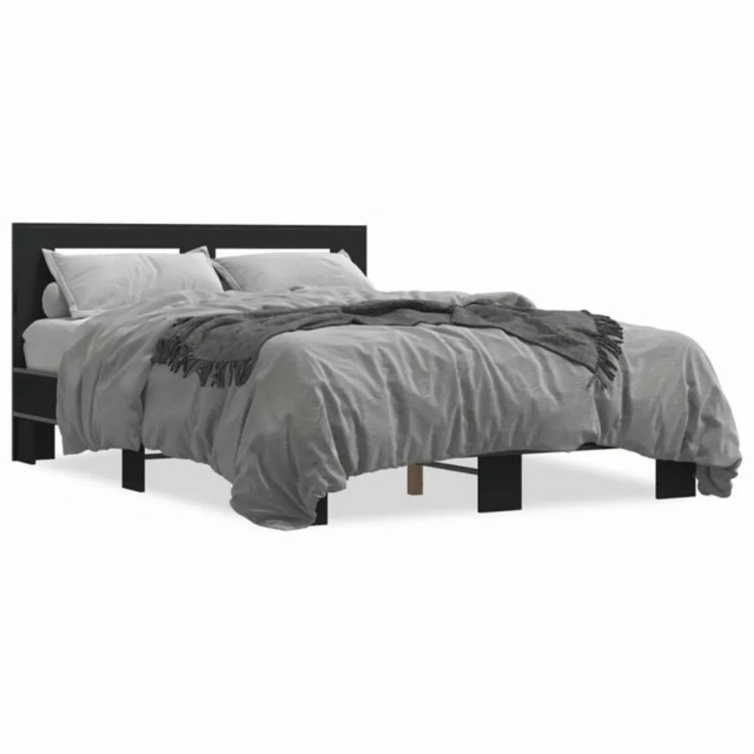 vidaXL Bett Bettgestell Schwarz 140x190 cm Holzwerkstoff und Metall günstig online kaufen