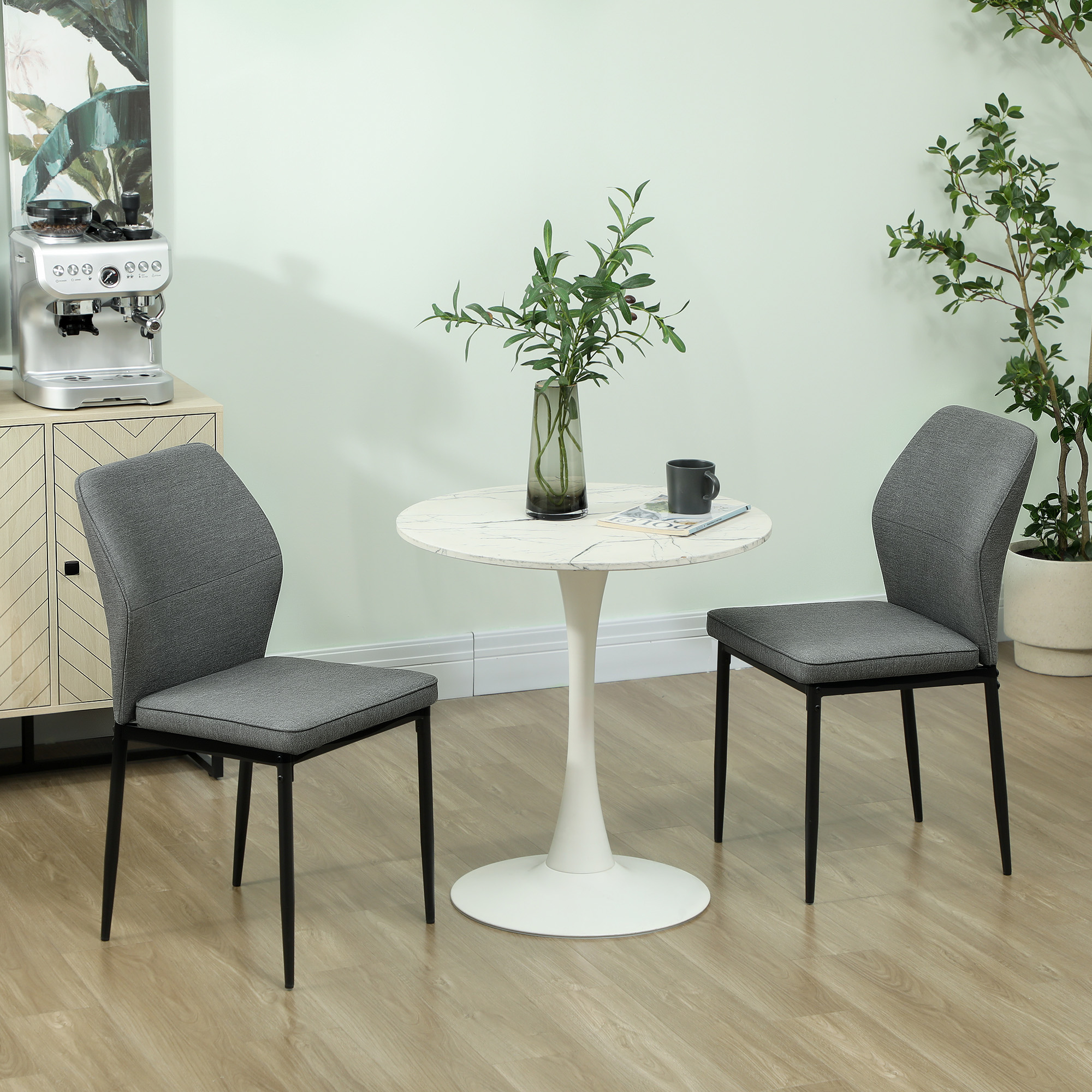 HOMCOM Set von 2 Gepolsterten Samt Esszimmerstühlen mit Ergonomischer Rücke günstig online kaufen