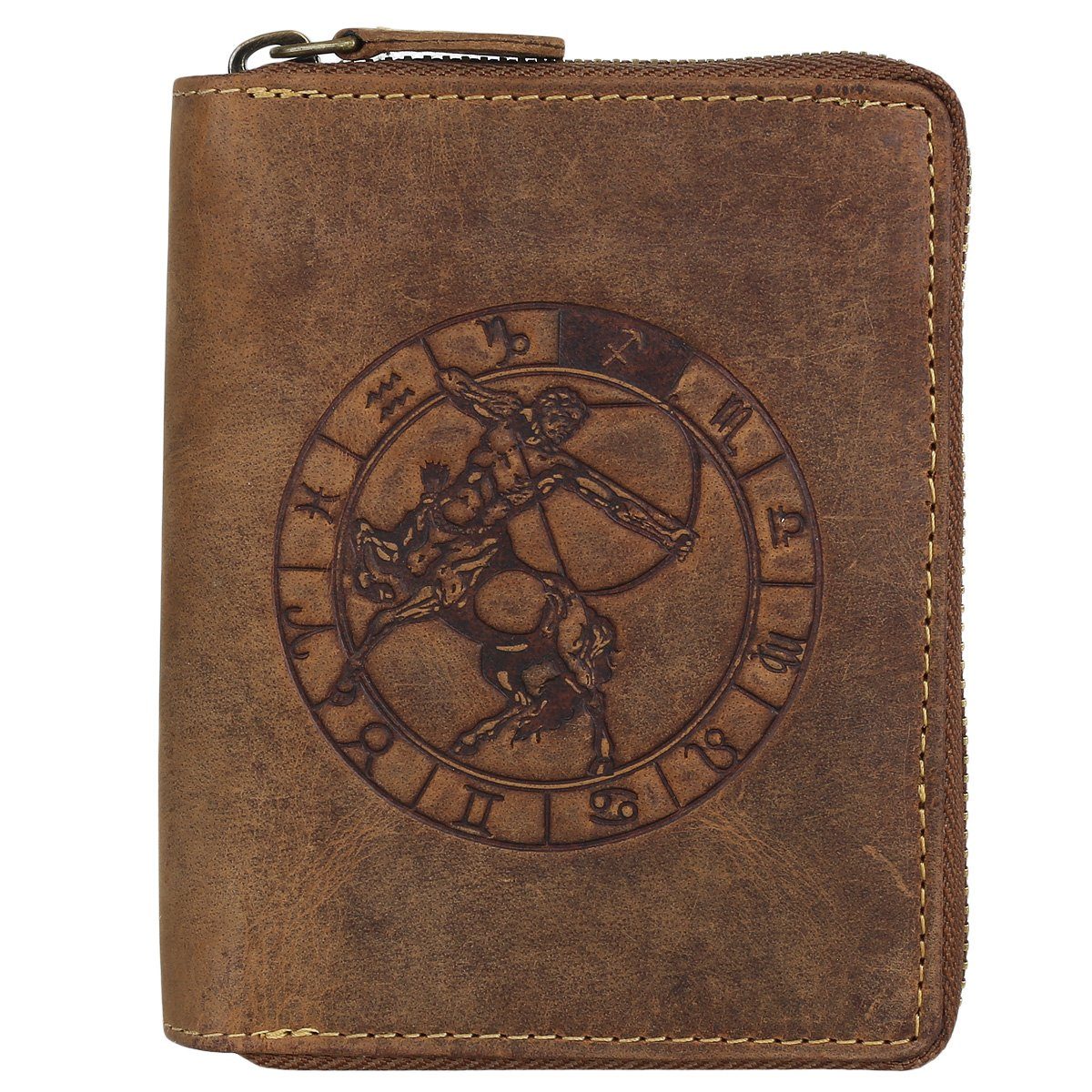 Greenburry Geldbörse Vintage Leder Reißverschluss-Geldbörse Portmonee günstig online kaufen