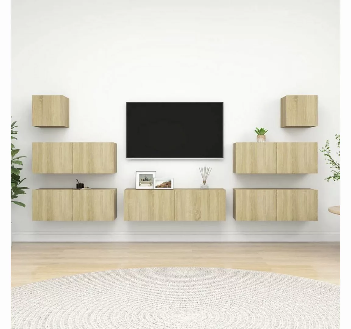 furnicato TV-Schrank 7-tlg. TV-Schrank-Set Sonoma-Eiche Holzwerkstoff günstig online kaufen