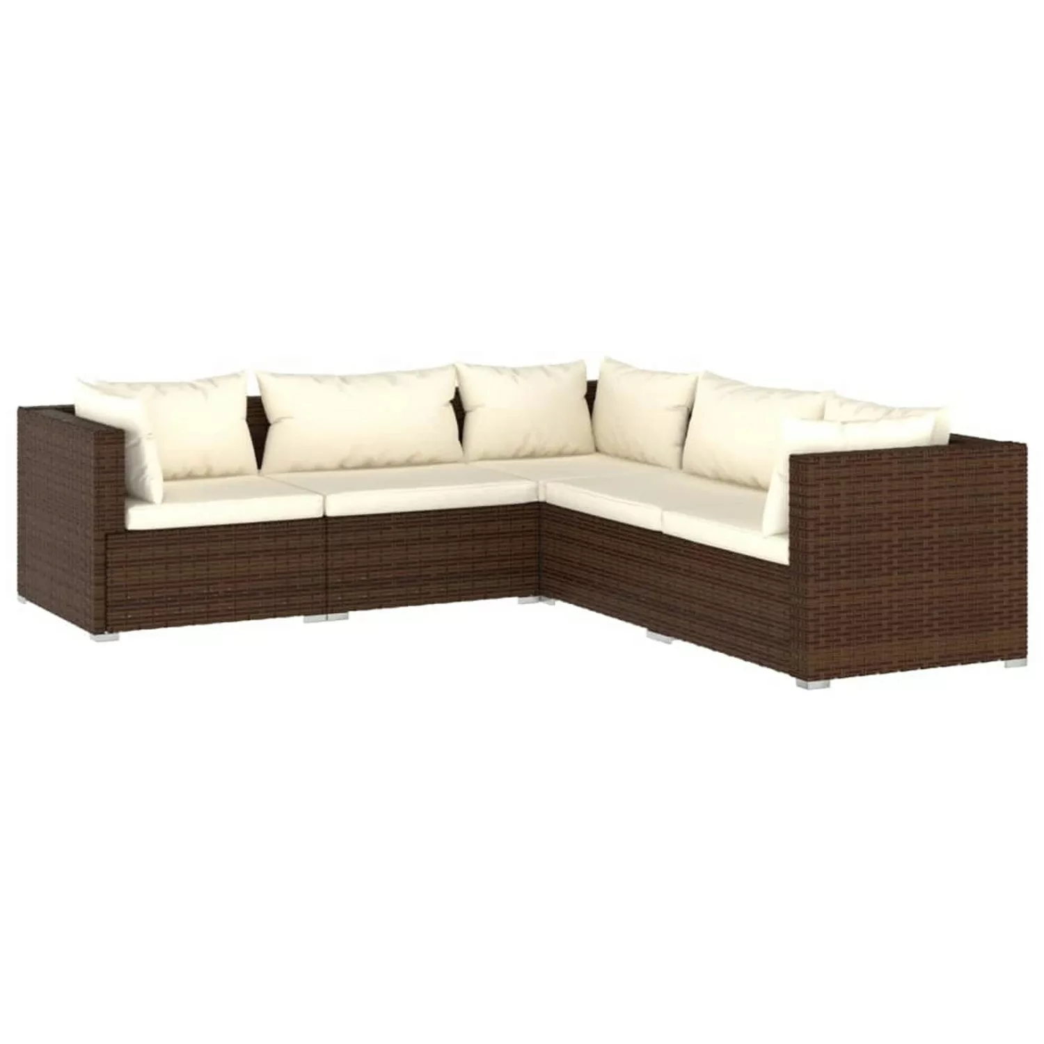 Vidaxl 5-tlg. Garten-lounge-set Mit Kissen Poly Rattan Braun günstig online kaufen