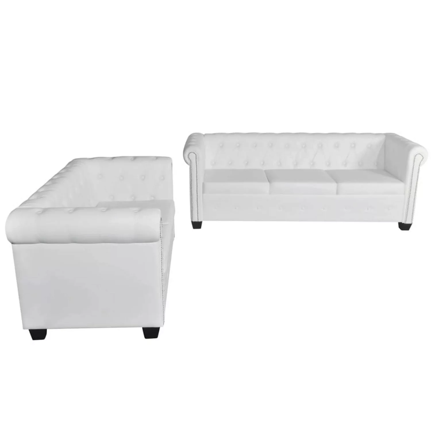 Chesterfield Sofa 2-sitzer Und 3-sitzer Kunstleder Weiß günstig online kaufen