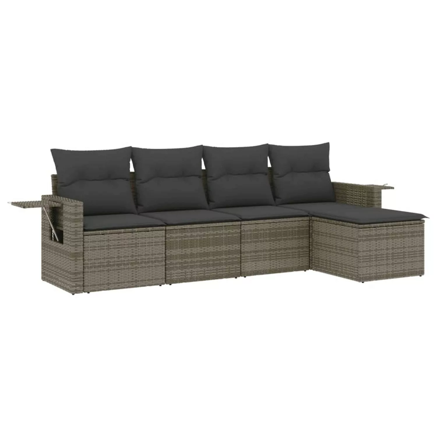 vidaXL 5-tlg Garten-Sofagarnitur mit Kissen Grau Poly Rattan Modell 63 günstig online kaufen