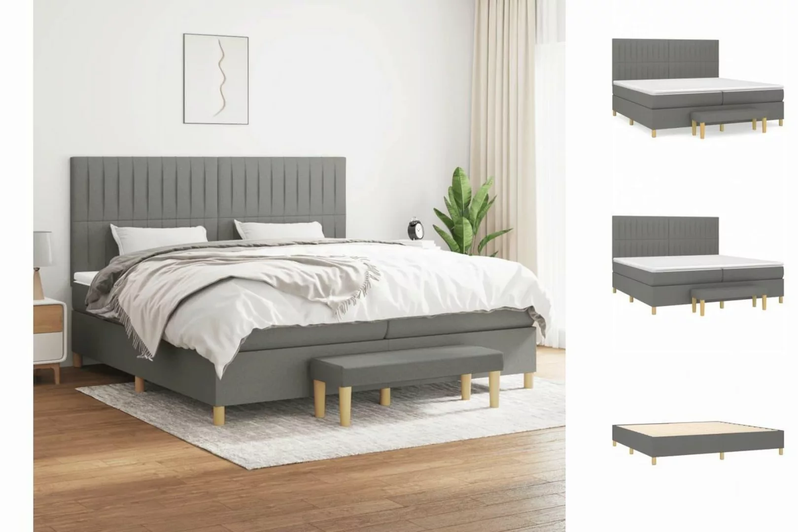 vidaXL Boxspringbett Boxspringbett mit Matratze Dunkelgrau 200x200 cm Stoff günstig online kaufen