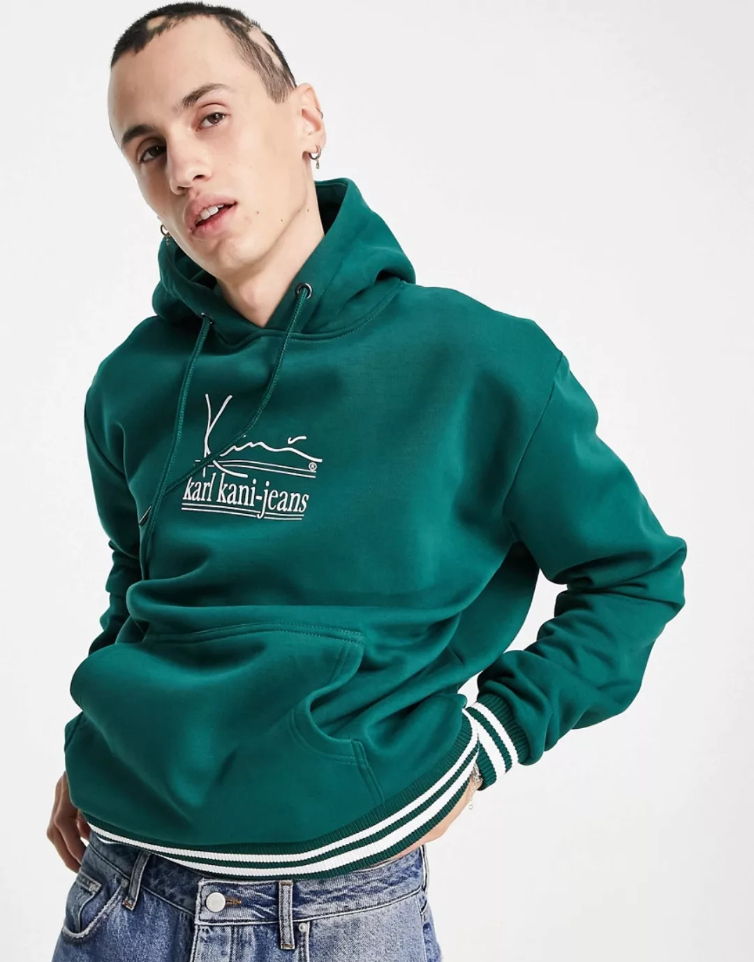 Karl Kani – Signature – Kapuzenpullover in Grün günstig online kaufen