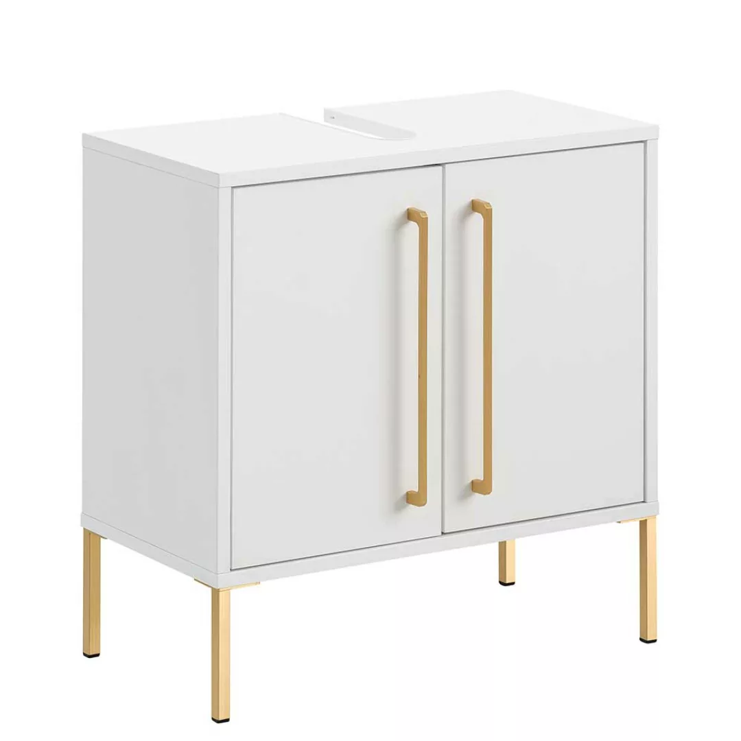 Elegante Badmöbel in Weiß und Goldfarben Spiegelschrank (vierteilig) günstig online kaufen