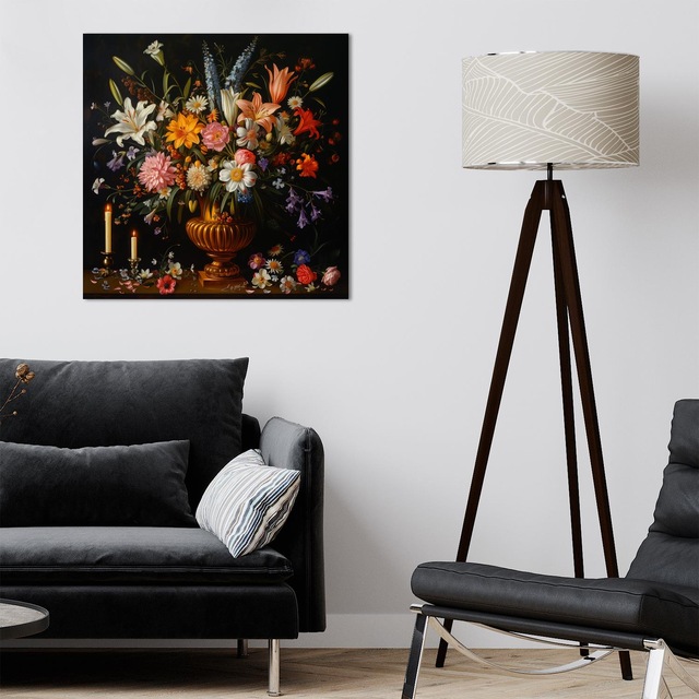 queence Leinwandbild »Blumenstrauß und Kerzen«, Blumen-Blumenbilder-Gemälde günstig online kaufen