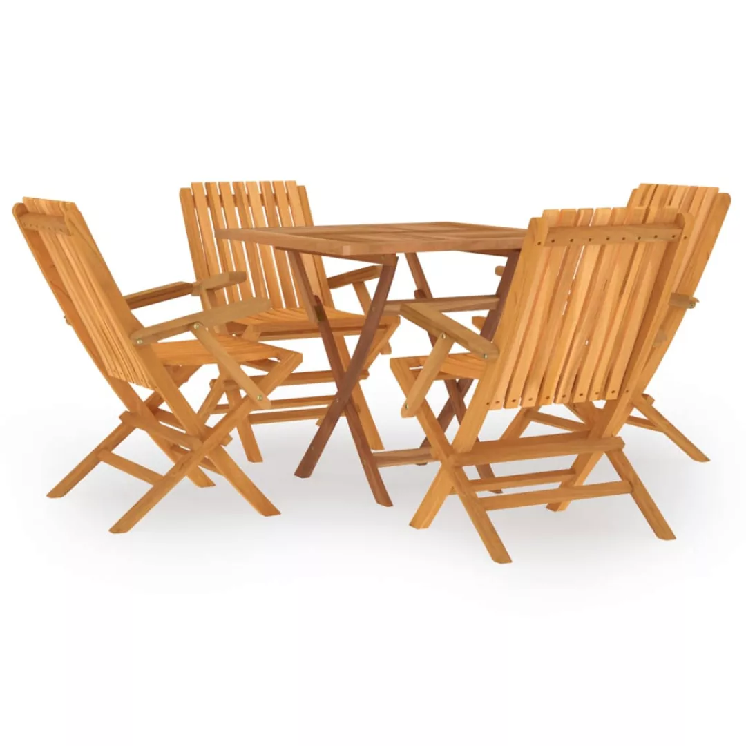 Vidaxl 5-tlg. Garten-essgruppe Massivholz Teak günstig online kaufen