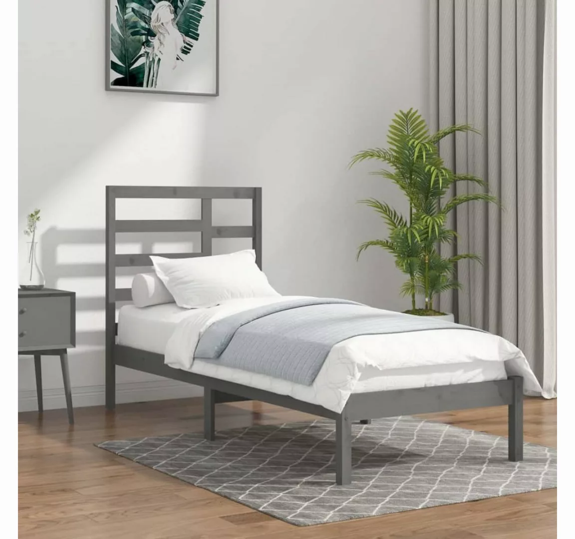 vidaXL Bett Massivholzbett Grau 100x200 cm günstig online kaufen
