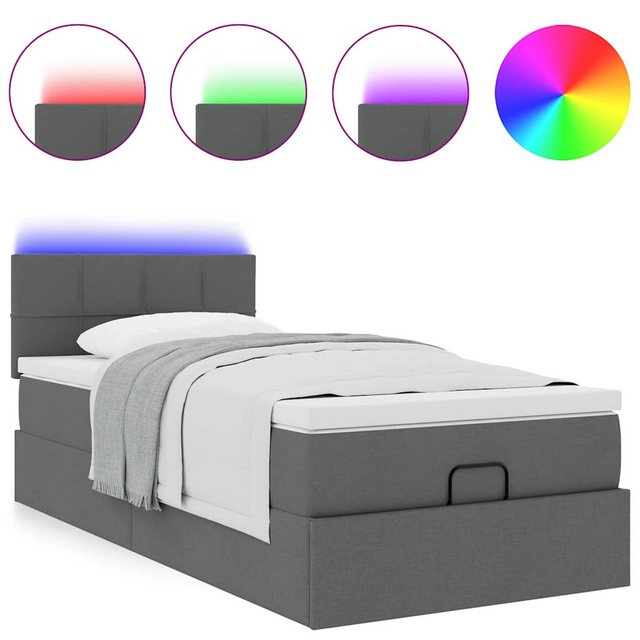 vidaXL Bett Ottoman-Bett mit Matratze & LEDs Dunkelgrau 80x200 cm Stoff günstig online kaufen