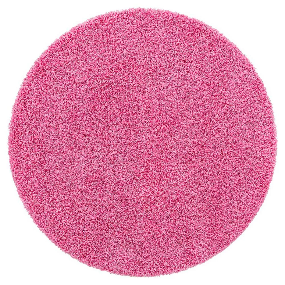 Hochflor Teppich pink Shaggy 120 cm und 150 cm rund günstig online kaufen