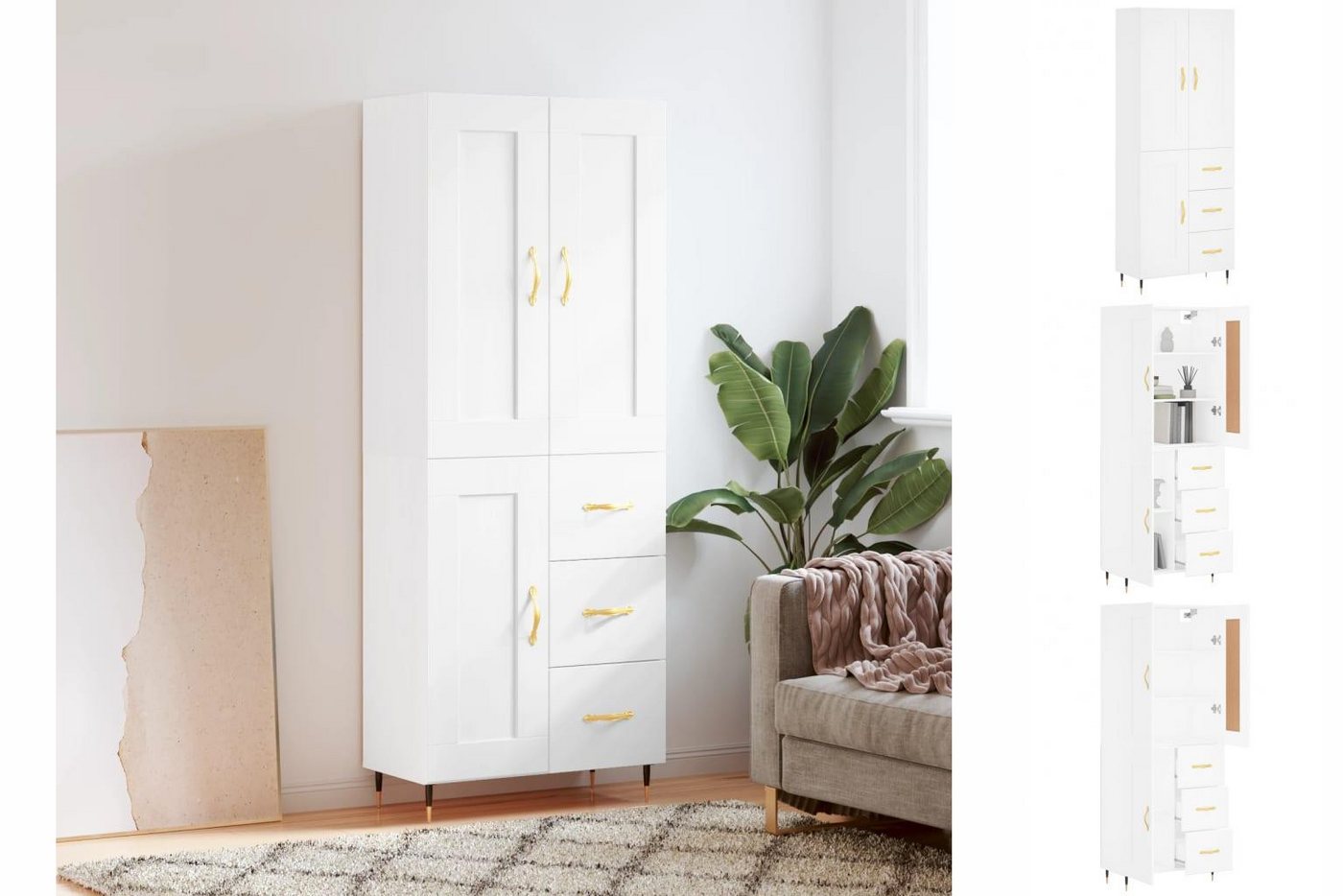 vidaXL Kleiderschrank Highboard Weiß 69,5x34x180 cm Holzwerkstoff günstig online kaufen