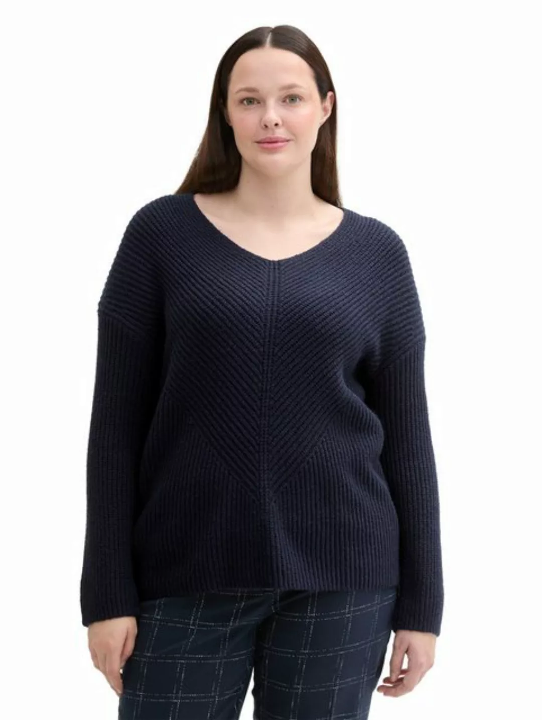 TOM TAILOR PLUS Strickpullover, mit Rippstruktur günstig online kaufen