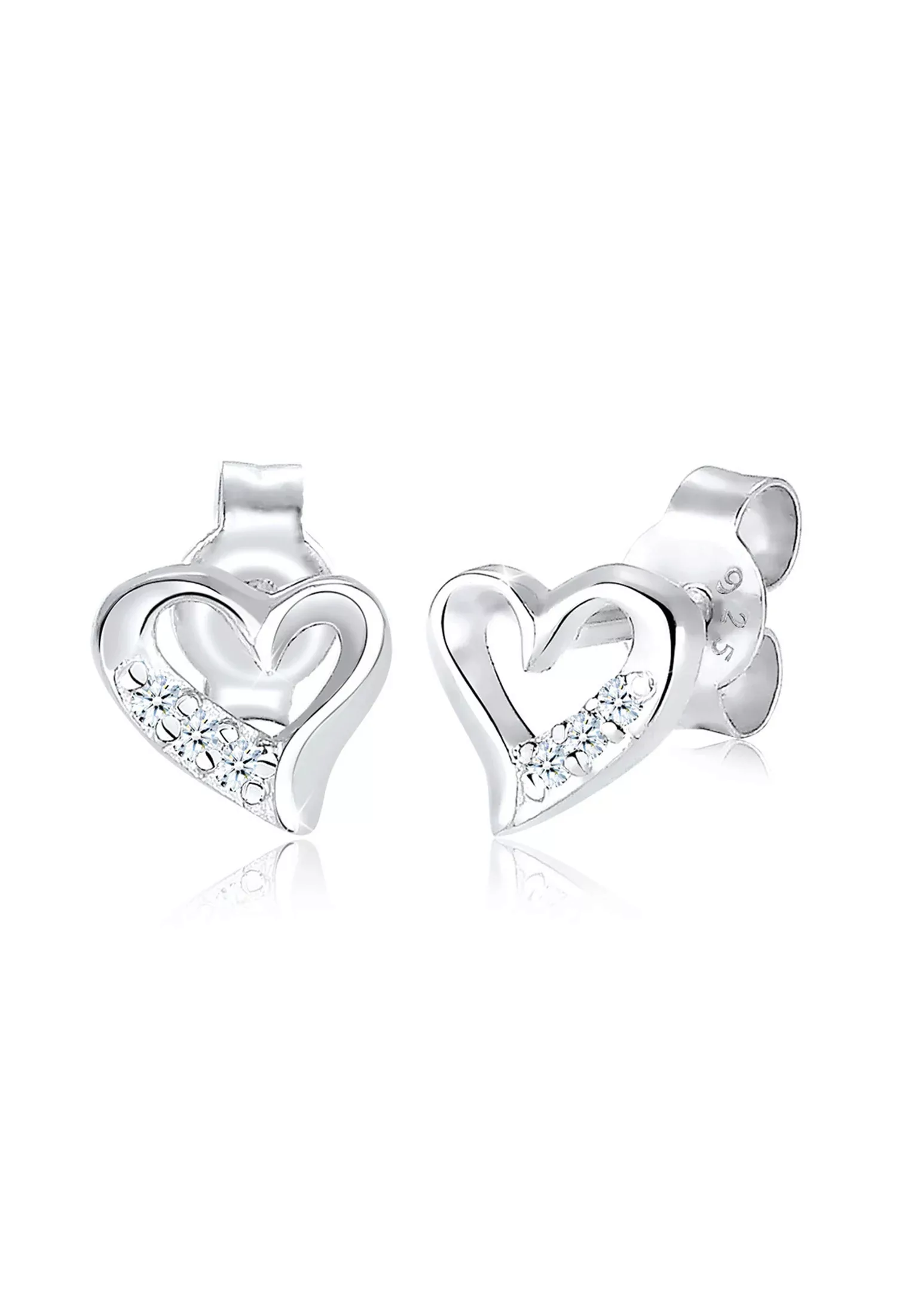 Elli DIAMONDS Paar Ohrstecker "Herz Liebe Diamant (0.03 ct.) 925 Silber" günstig online kaufen