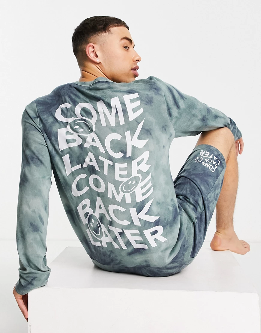 Gilly Hicks – Langes, gemütliches Lounge-Sweatshirt in Grün mit Batikmuster günstig online kaufen