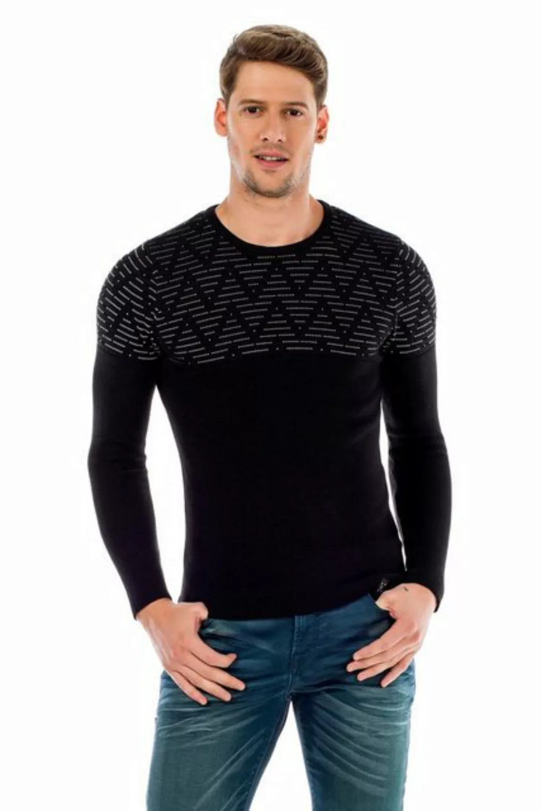 Cipo & Baxx Strickpullover mit Zacken-Muster günstig online kaufen