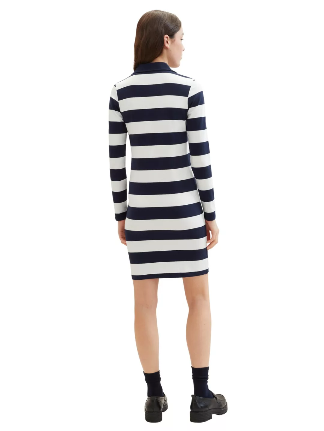 TOM TAILOR Denim Jerseykleid in Streifen-Optik und mit V-Ausschnitt günstig online kaufen