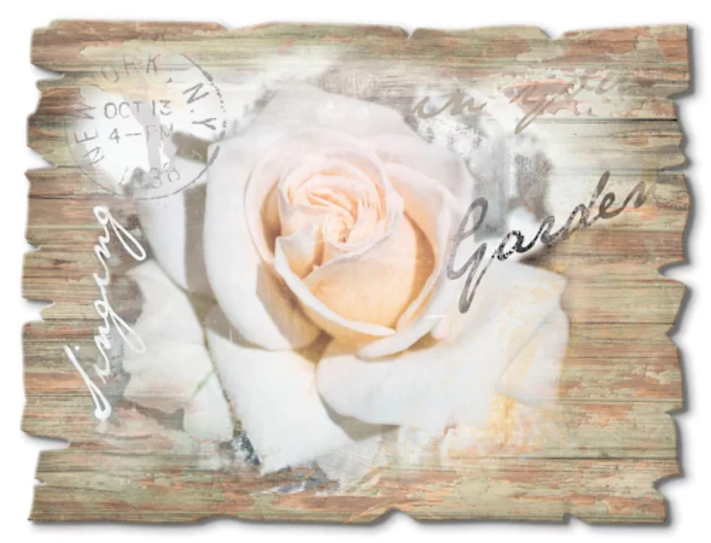 Artland Holzbild "In Buchstaben - Rose", Blumen, (1 St.) günstig online kaufen