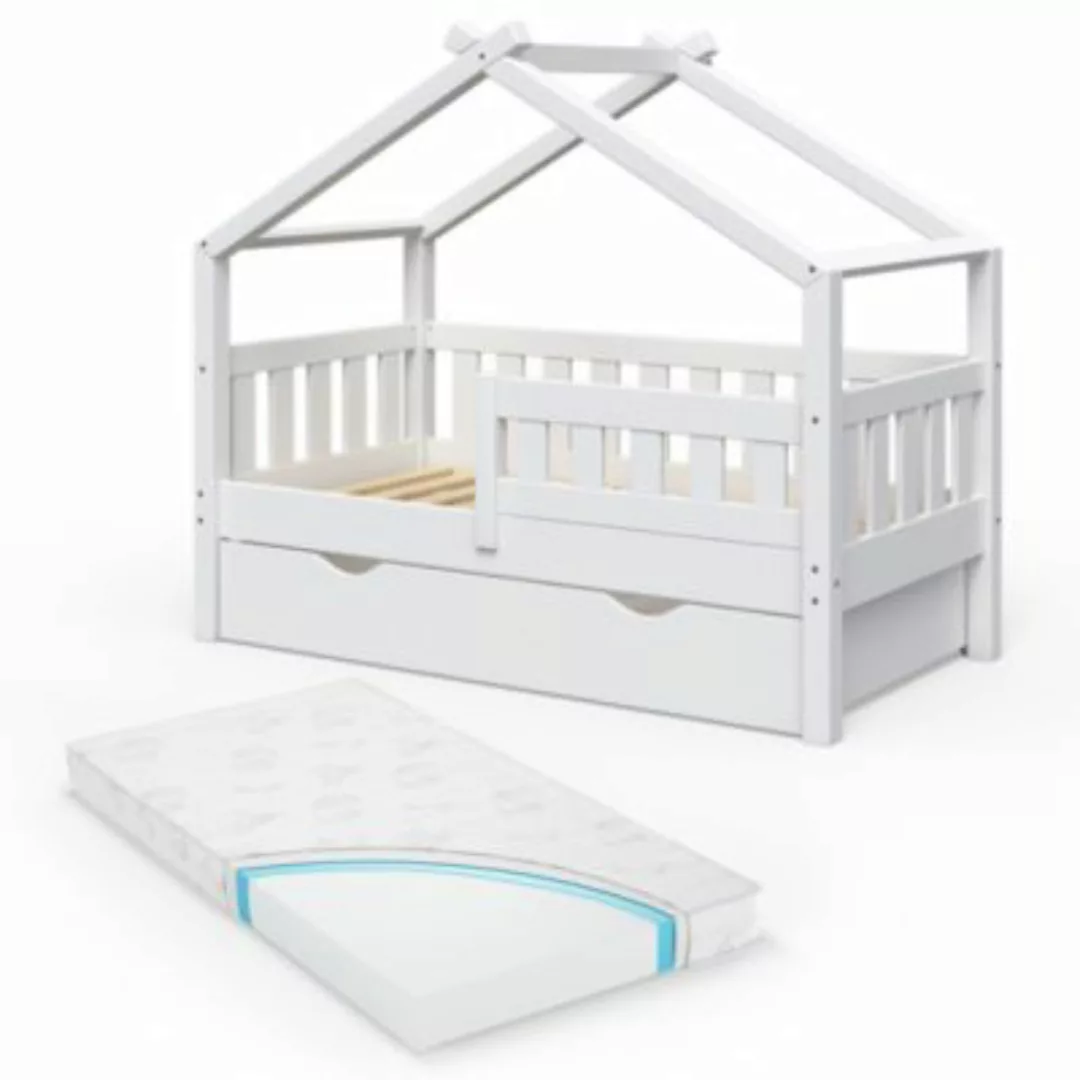 VitaliSpa Design Kinderbett 140 x 70 cm Weiß mit Bettschublade Lattenrost u günstig online kaufen