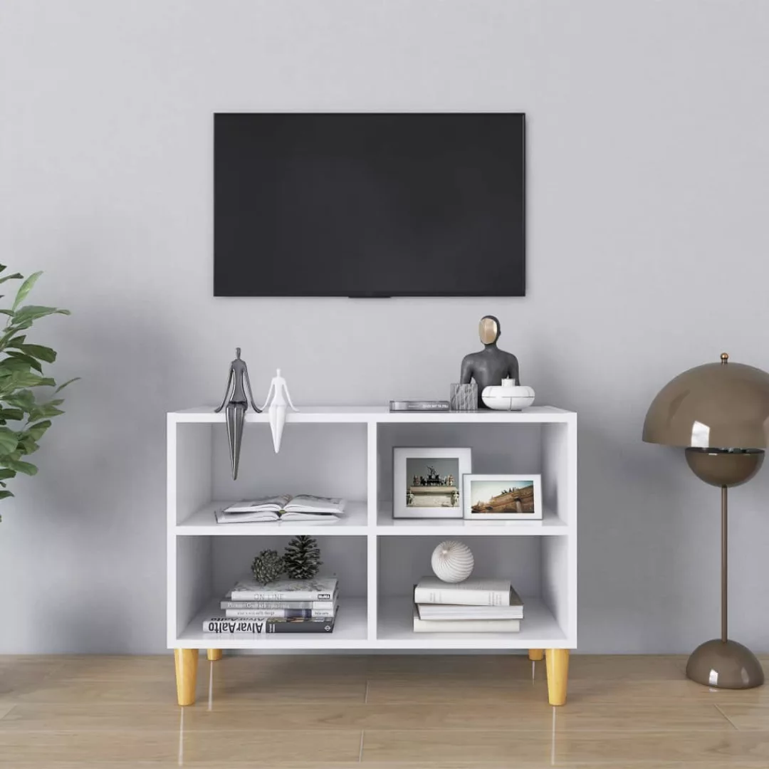Tv-schrank Mit Massivholz-beinen Weiß 69,5x30x50 Cm günstig online kaufen