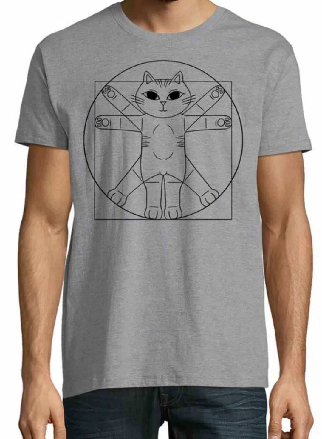 Youth Designz Print-Shirt Da Vinci Katze Herren T-Shirt mit lustigen Logo f günstig online kaufen