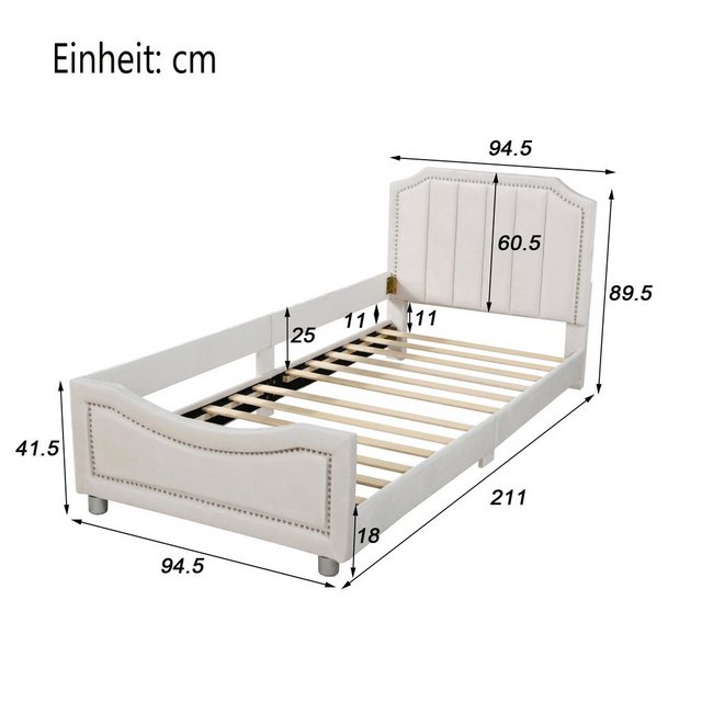 Celya Kinderbett Polsterbett 90 x 200cm Flanell Multifunktionsweichbett mit günstig online kaufen