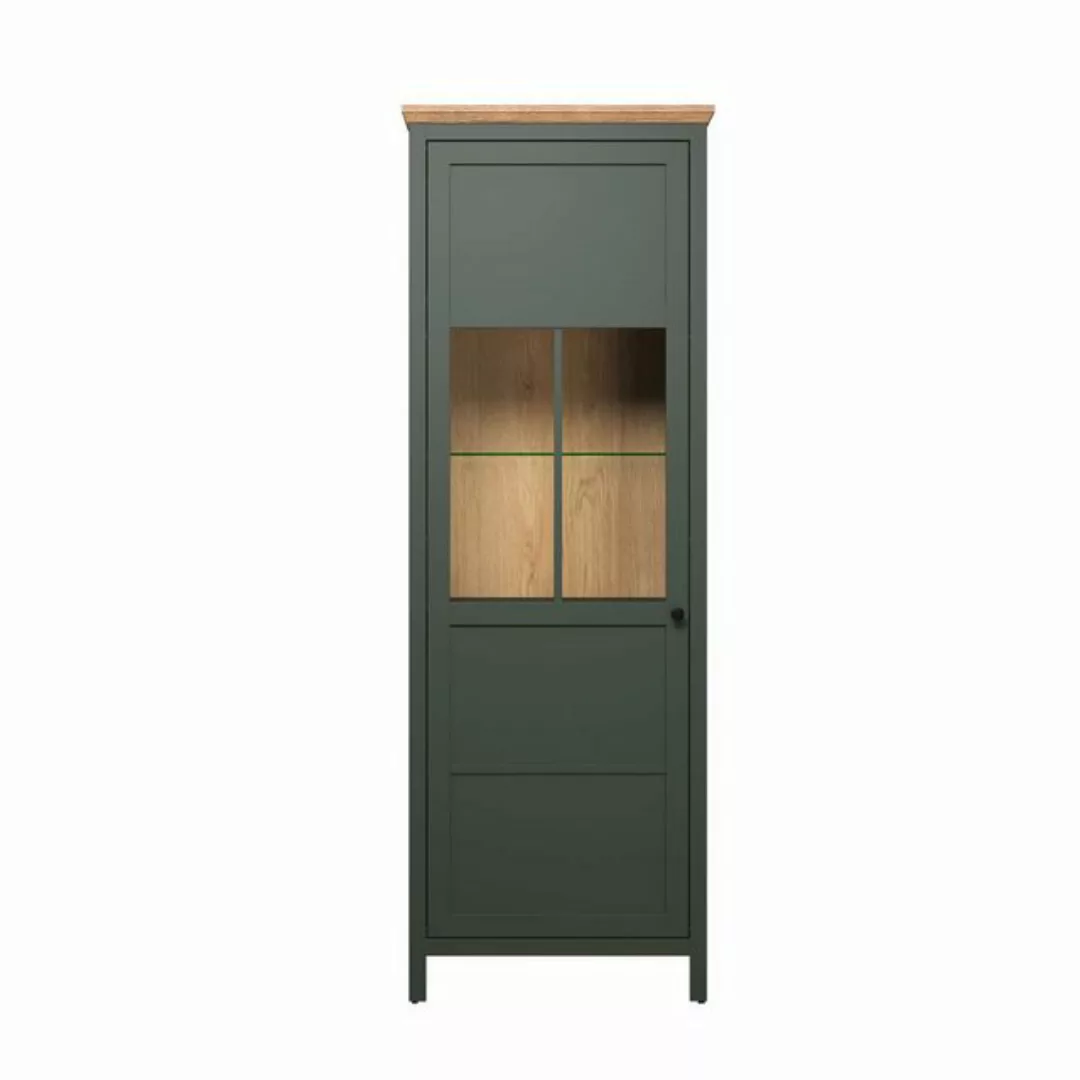 ebuy24 Vitrine Stanton Vitrinenschrank grün, Eiche dekor. günstig online kaufen