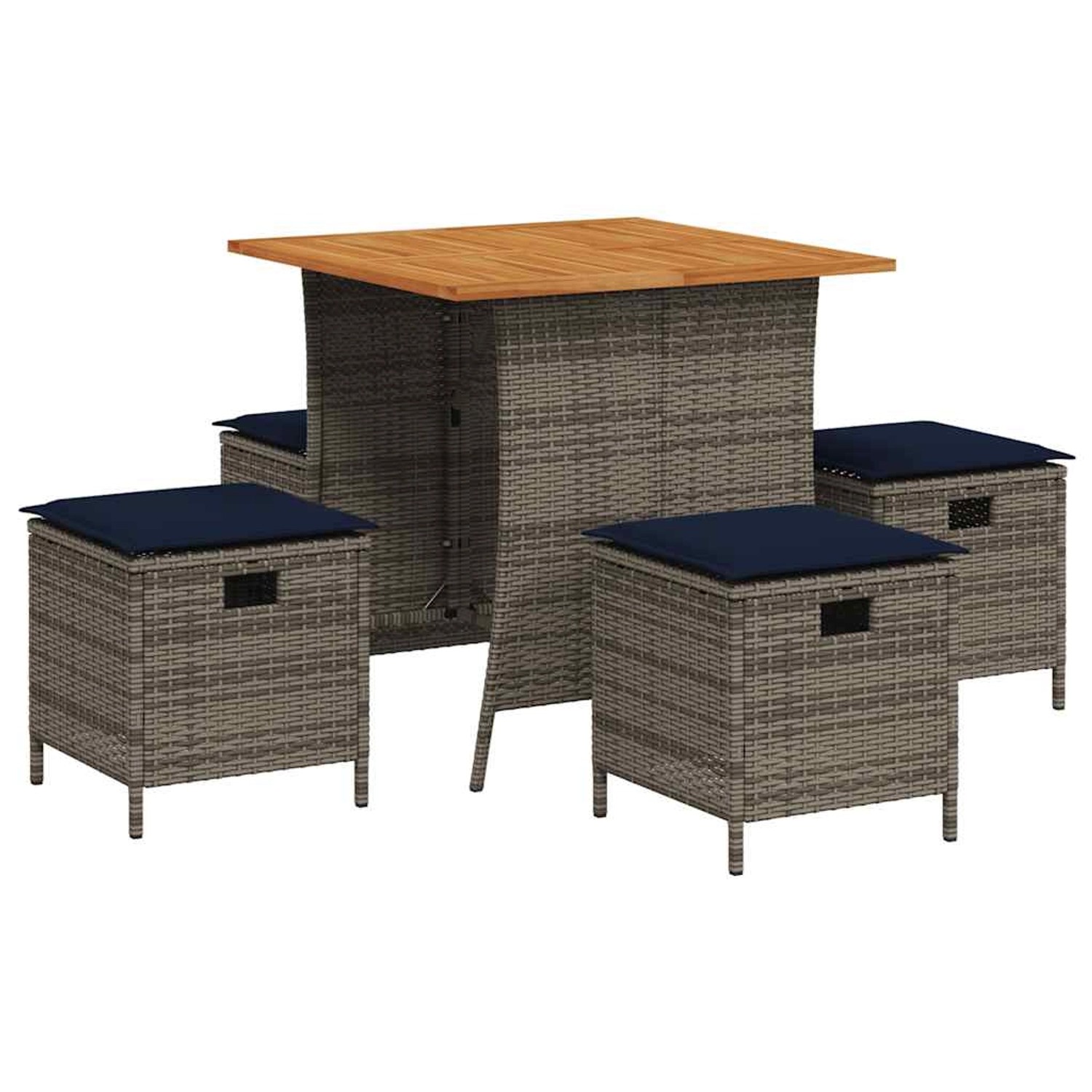 vidaXL 5-Tlg Garten-Essgruppe mit Kissen Grau Poly Rattan 365424 günstig online kaufen