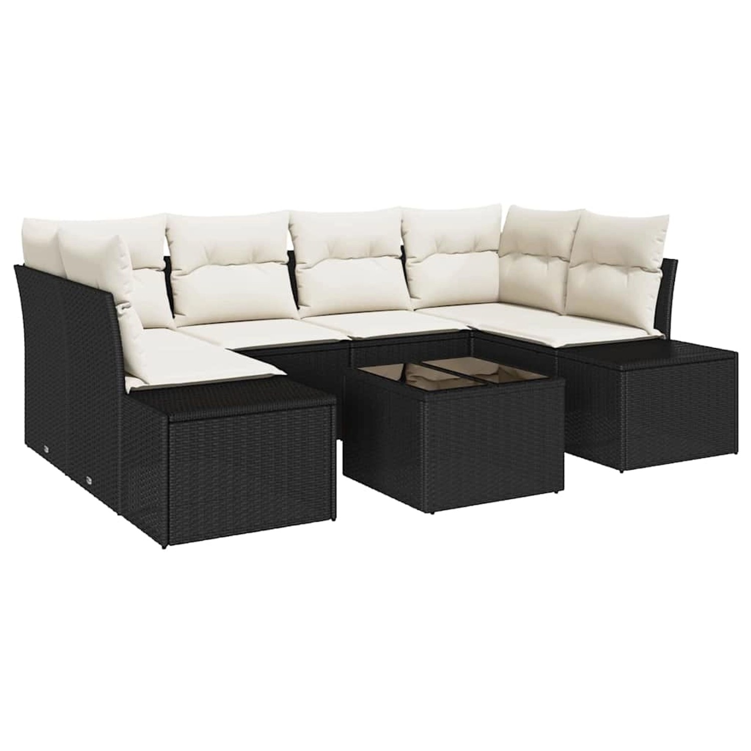 vidaXL Garten-Sofa-Set 7-Tlg Schwarz Poly Rattan 3346957 günstig online kaufen