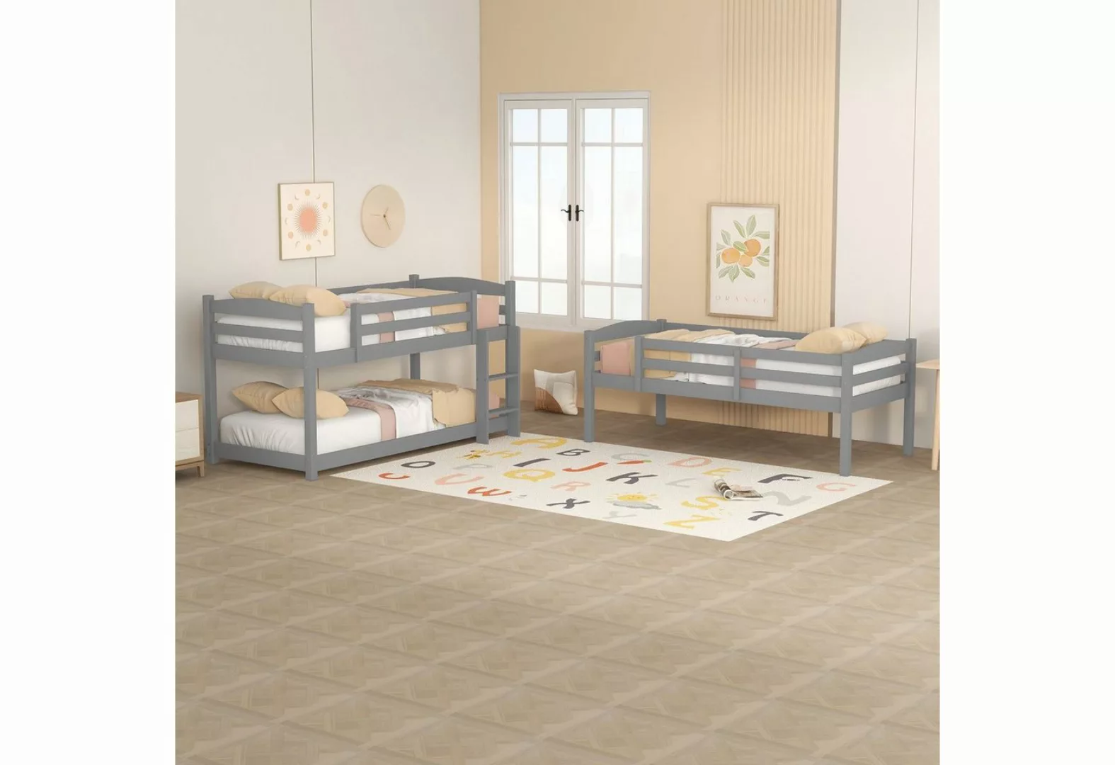 Celya Kinderbett Single-Size-Holz-Dreier-Etagenbett für Kinder 90×200cm, we günstig online kaufen