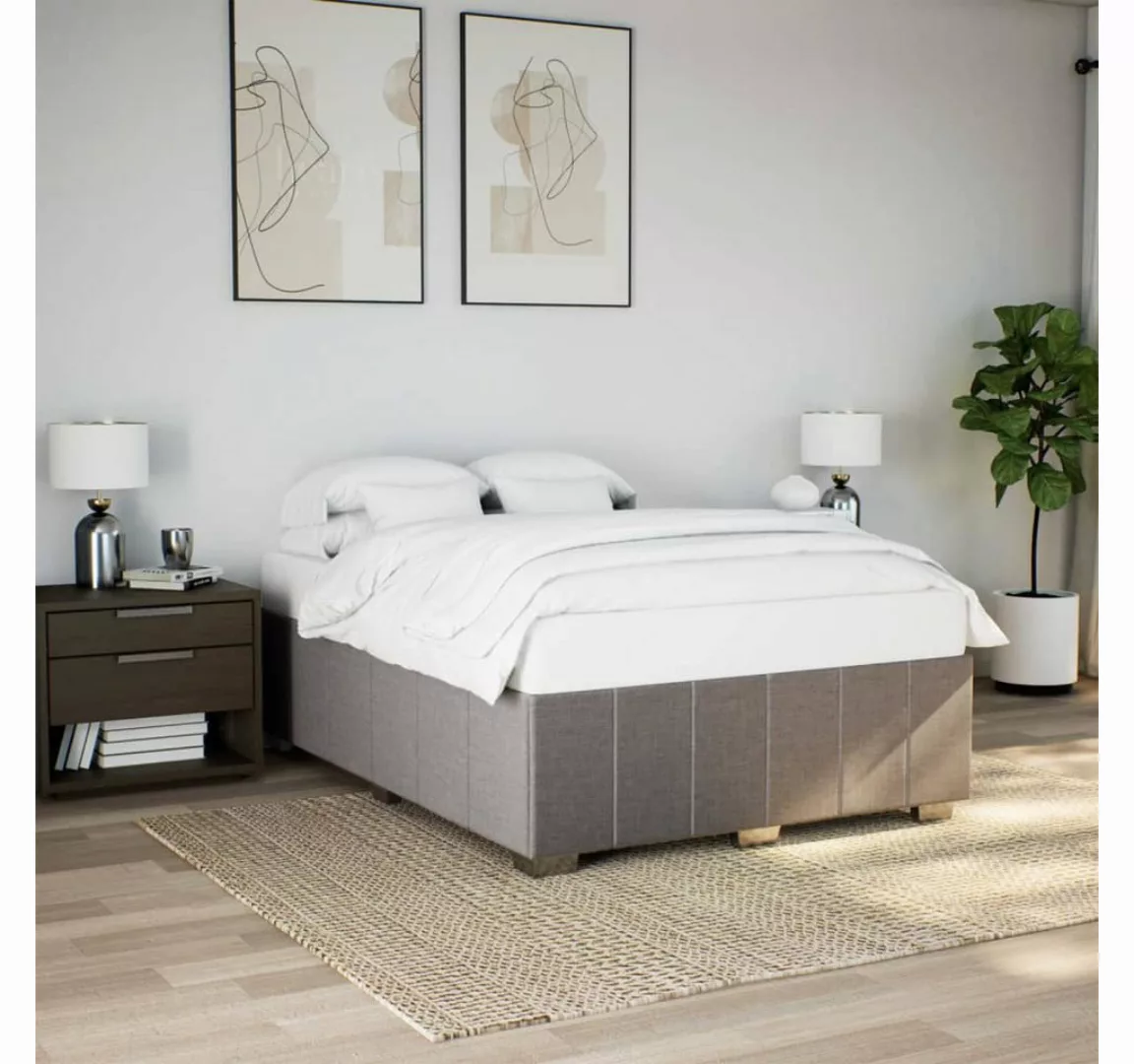 vidaXL Bett, Bettgestell ohne Matratze Taupe 160x200 cm Stoff günstig online kaufen