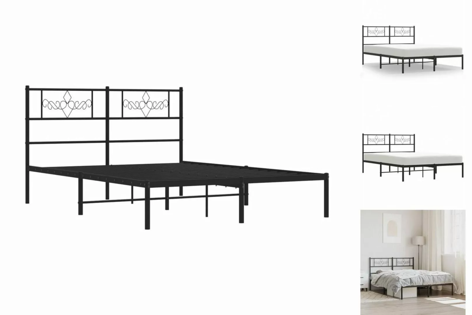 vidaXL Bettgestell Bettrahmen mit Kopfteil Metall Weiß 120x200 cm Bett Bett günstig online kaufen