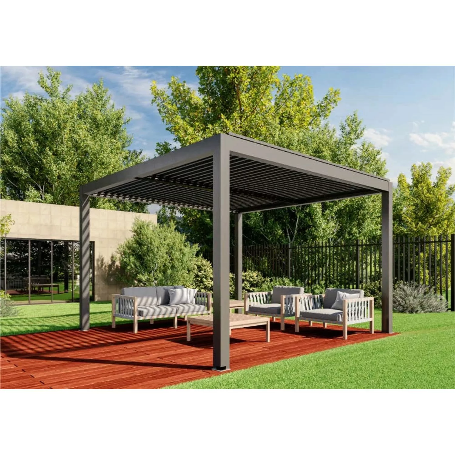 Huun Pergola Mezzo in Anthrazit 400 x 400 cm günstig online kaufen