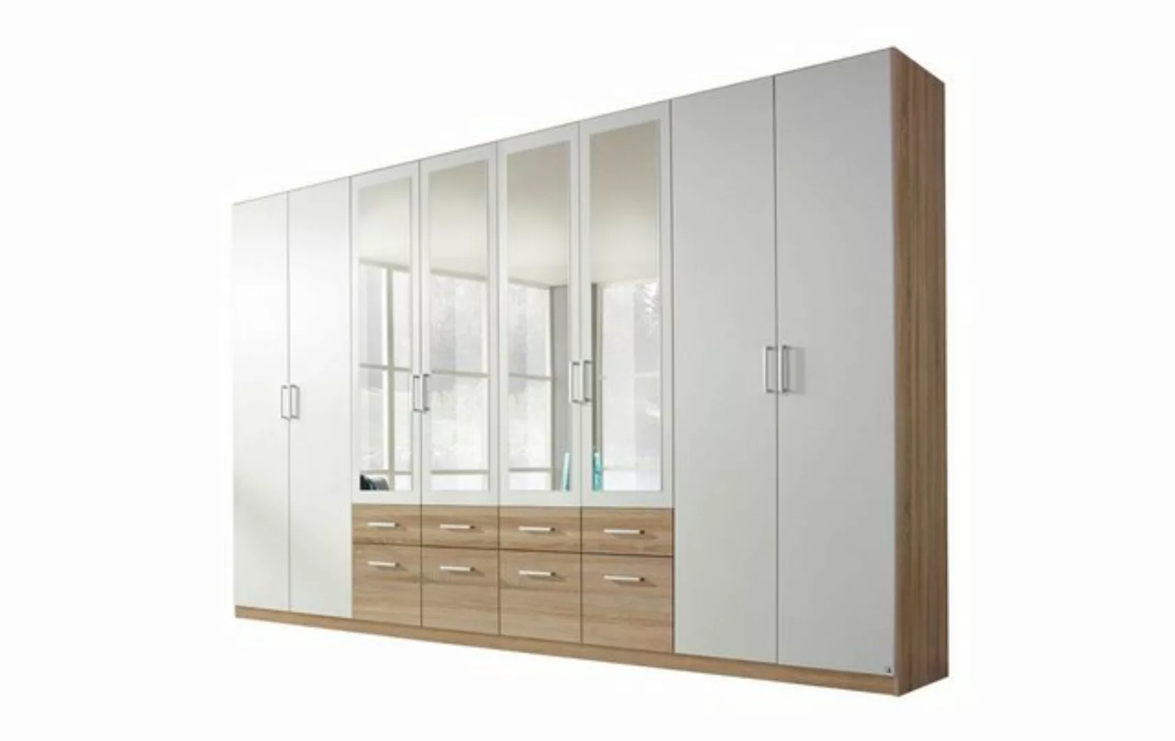 Kindermöbel 24 Spiegelschrank Silas beige - weiß 8 Türen B 360 cm - H 229 c günstig online kaufen