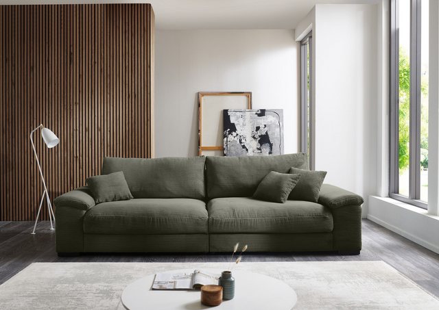 freiraum Big-Sofa Adriena, 5 Kissen, Daune, in Cord oliv - 288x90x106cm (Bx günstig online kaufen