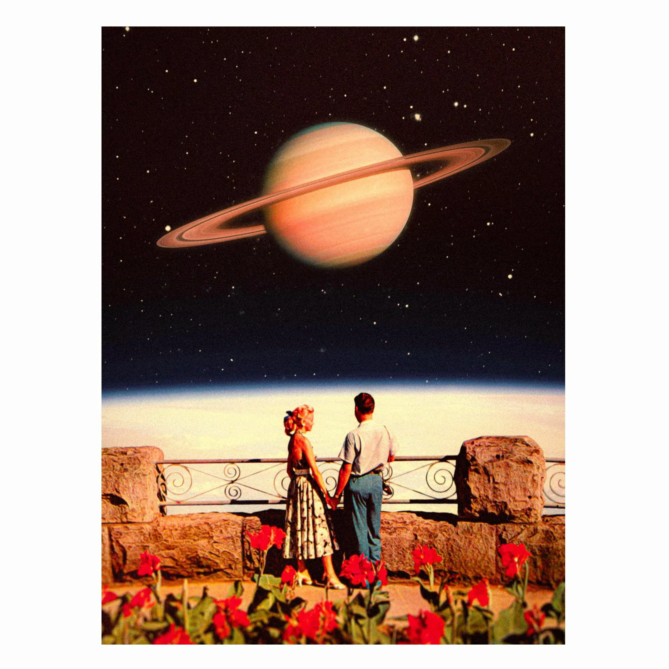 Magnettafel Retro Collage - Love In Space günstig online kaufen