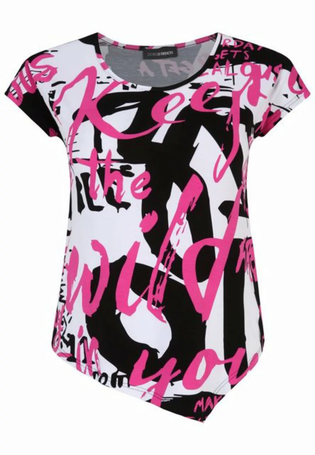 Doris Streich T-Shirt T-Shirt mit asymmetrischem Saum mit modernem Design günstig online kaufen