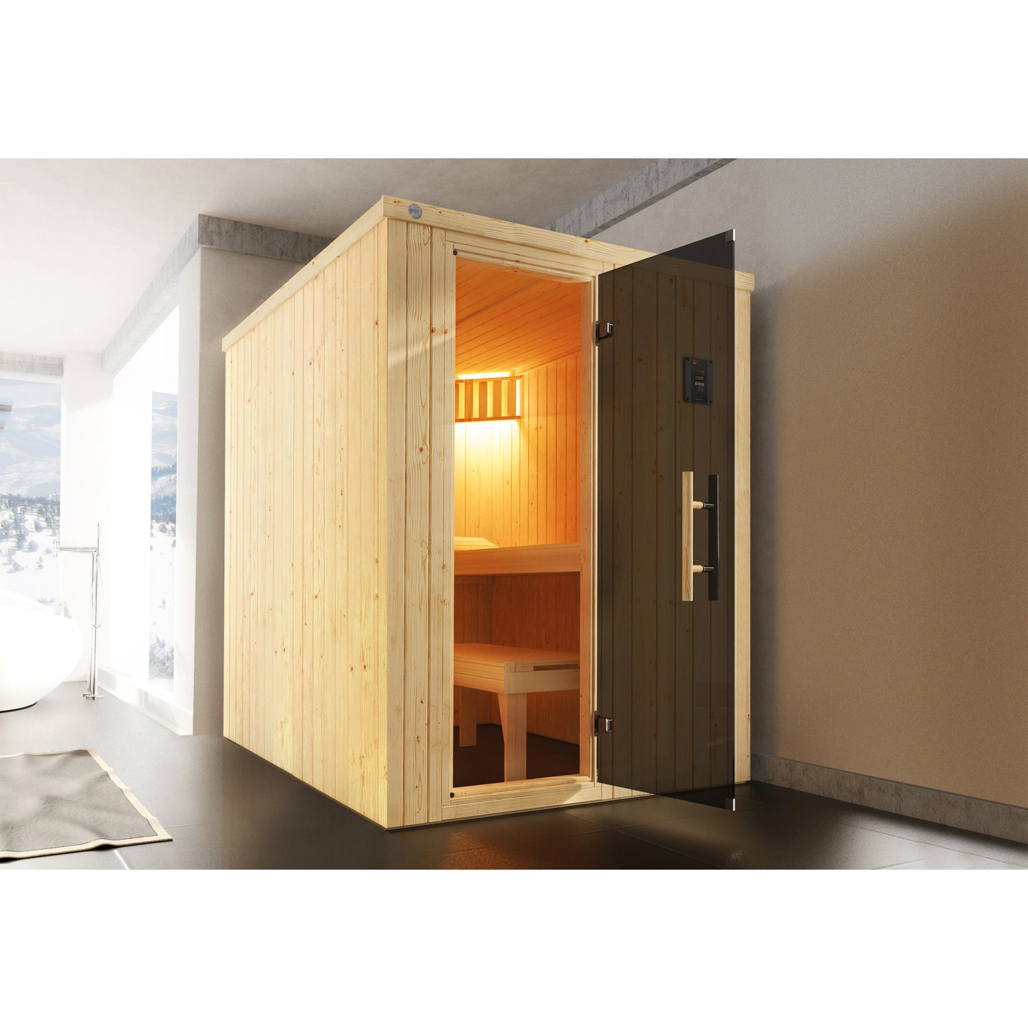 Weka Elementsauna Kaarina 1 Sparset 4,5 kW BioS Glastür günstig online kaufen