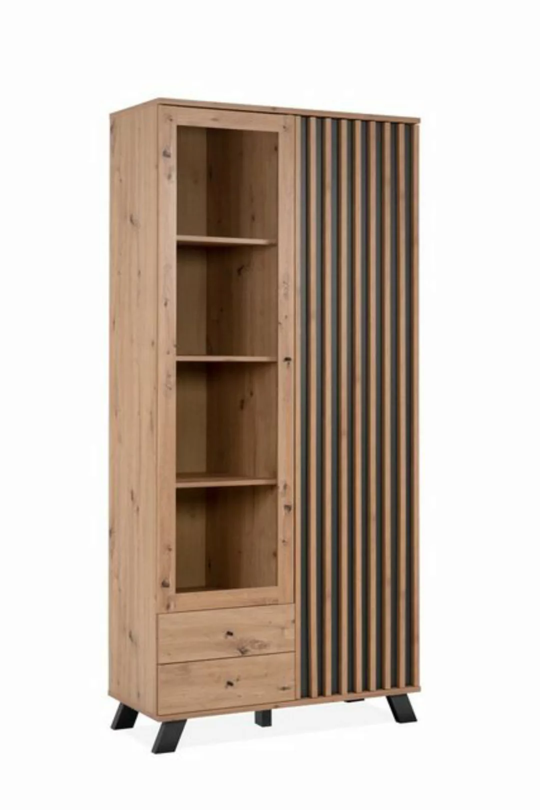 freiraum Standvitrine Medan 52A (BxHxT: 92x198x40 cm) in Artisan Oak / Anth günstig online kaufen