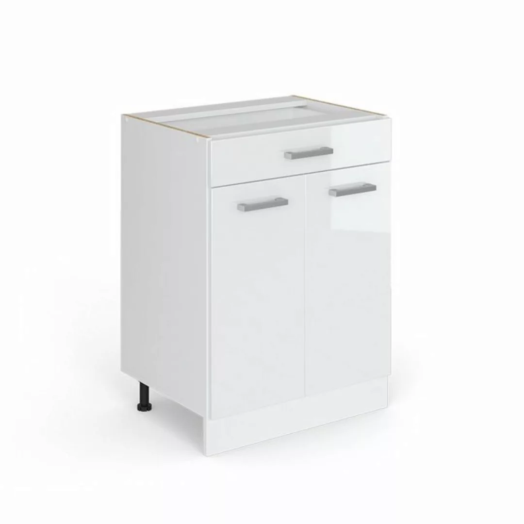 Vicco Unterschrank R-Line, Weiß Hochglanz/Weiß, 60 cm mit Schublade, AP Ant günstig online kaufen