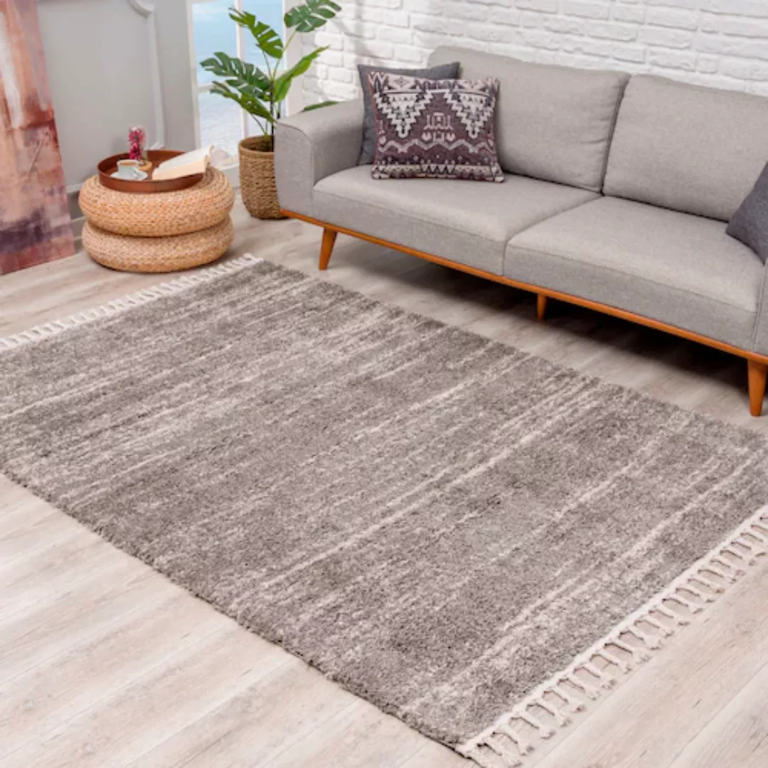 carpet city® Hochflor Teppich Pulpy 524 Grau grau Gr. 80 x 200 günstig online kaufen