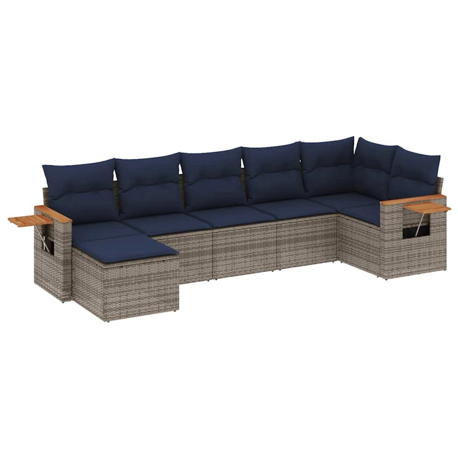 vidaXL 7-Tlg Garten-Sofagarnitur mit Kissen Grau Poly Rattan 3227034 günstig online kaufen
