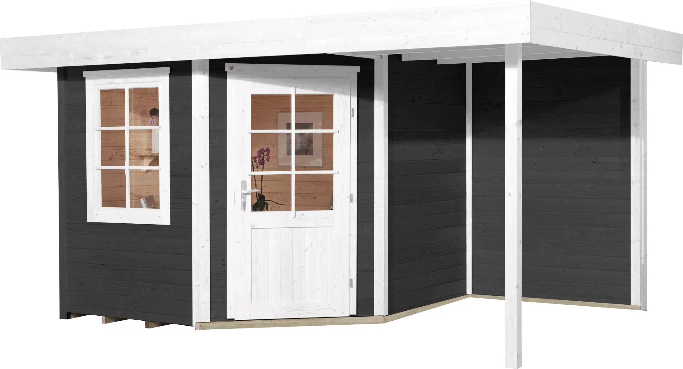 Weka Holz-Gartenhaus Flachdach Lasiert 455 cm x 339 cm günstig online kaufen