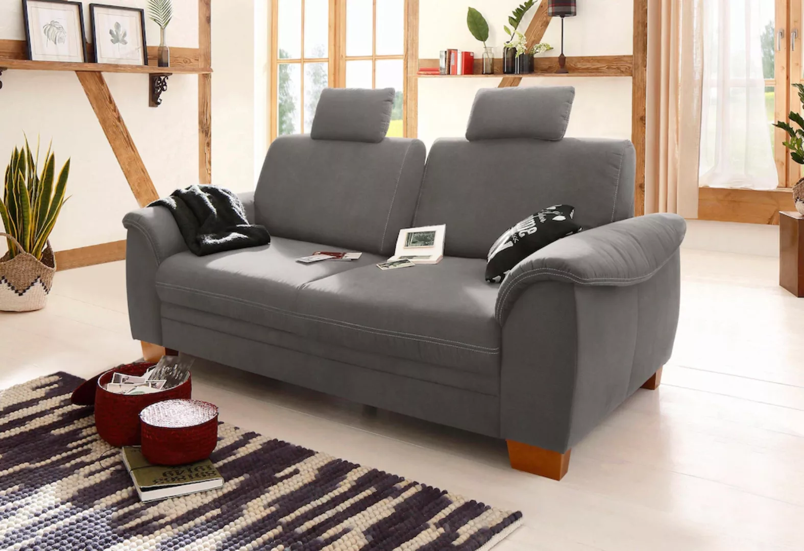 Home affaire 3-Sitzer »Husum«, mit Sitztiefenverstellung, Kontrastnaht und günstig online kaufen
