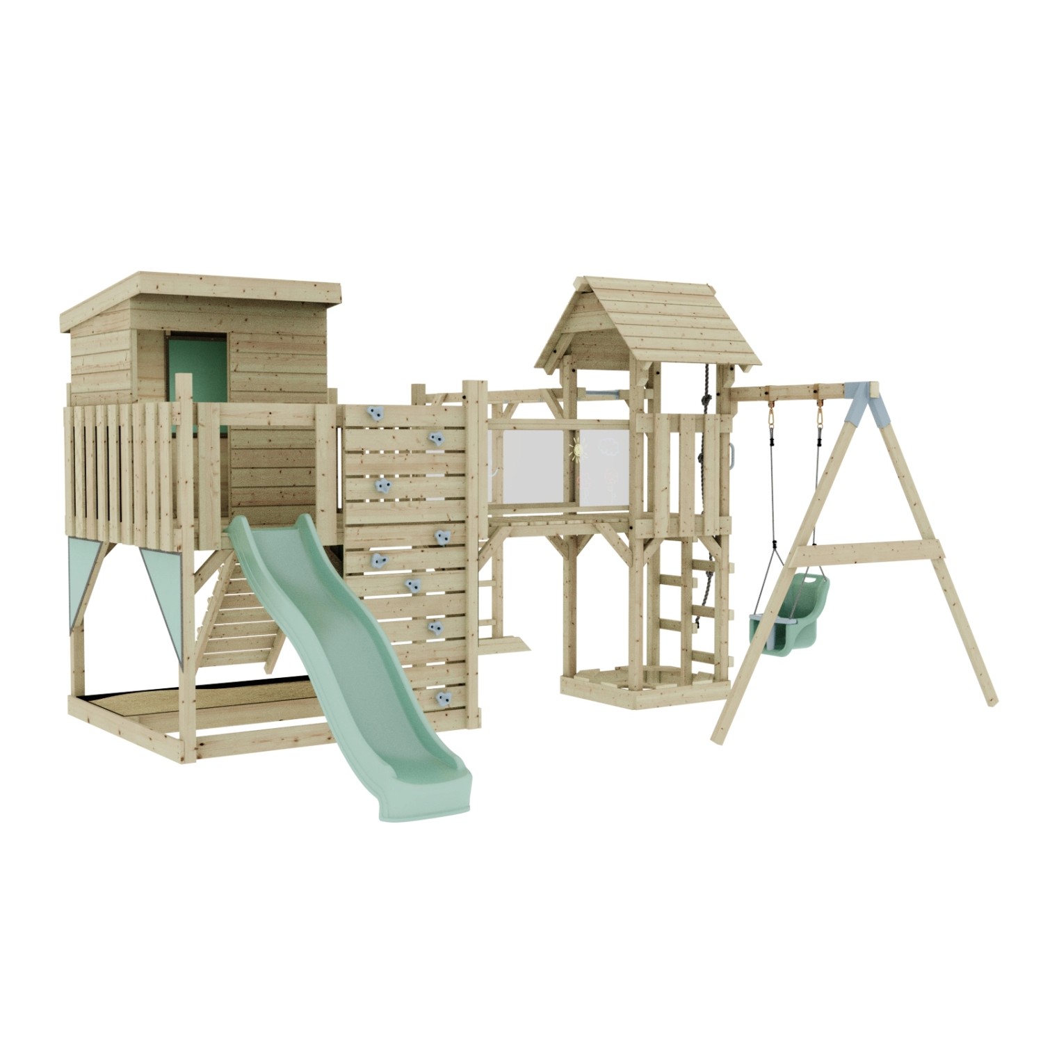 OutdoorToys Spielturm Lene mit Babyschaukel Mintgrün günstig online kaufen