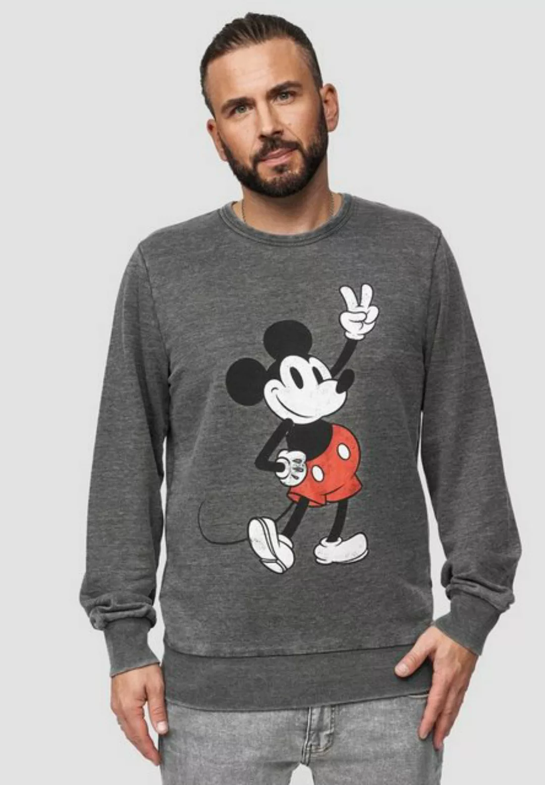 Recovered Sweatshirt Disney Mickey Peace Pose GOTS zertifizierte Bio-Baumwo günstig online kaufen