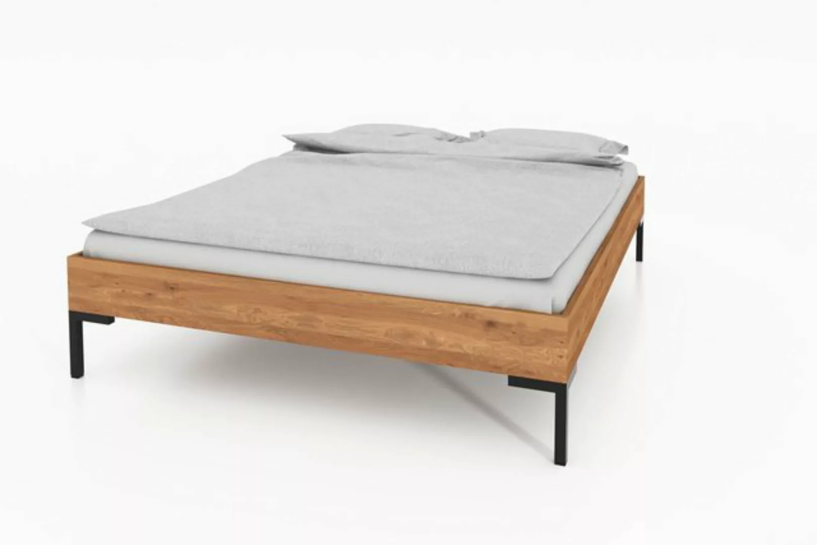 Natur24 Einzelbett Bett Seiba 3 Sonderlänge 90x190 Wildeiche Metallbeine oh günstig online kaufen