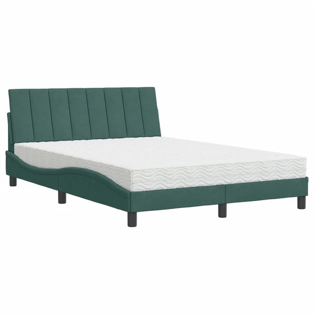 vidaXL Bett Bett mit Matratze Dunkelgrün 120x200 cm Samt günstig online kaufen