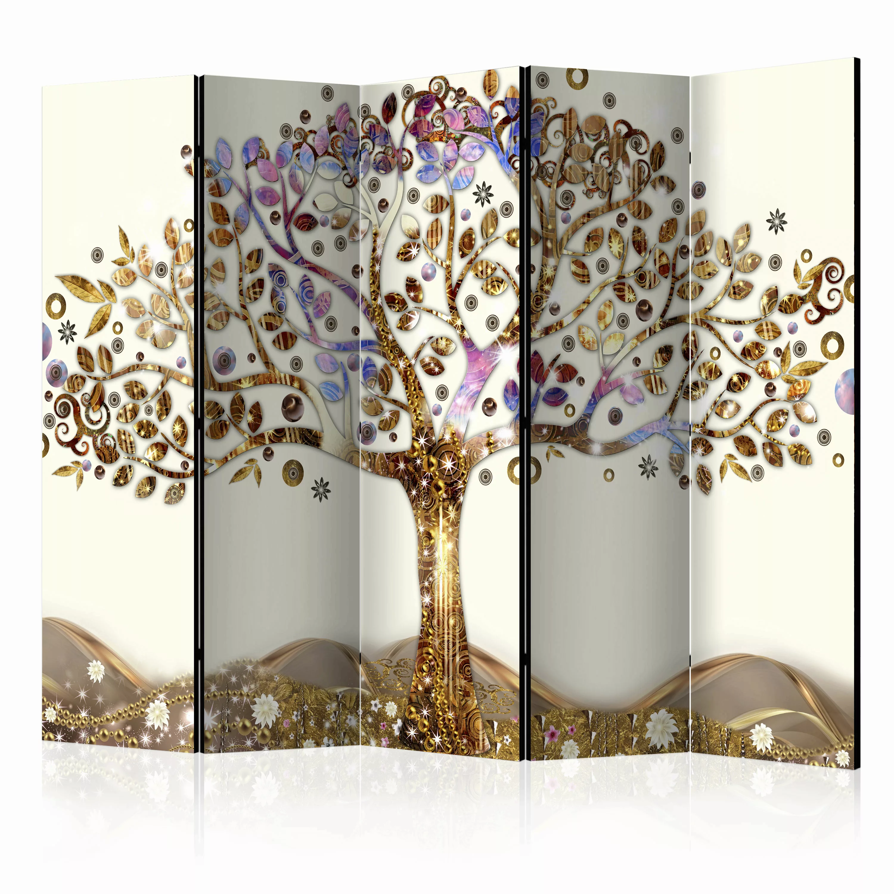 5-teiliges Paravent - Golden Tree Ii [room Dividers] günstig online kaufen